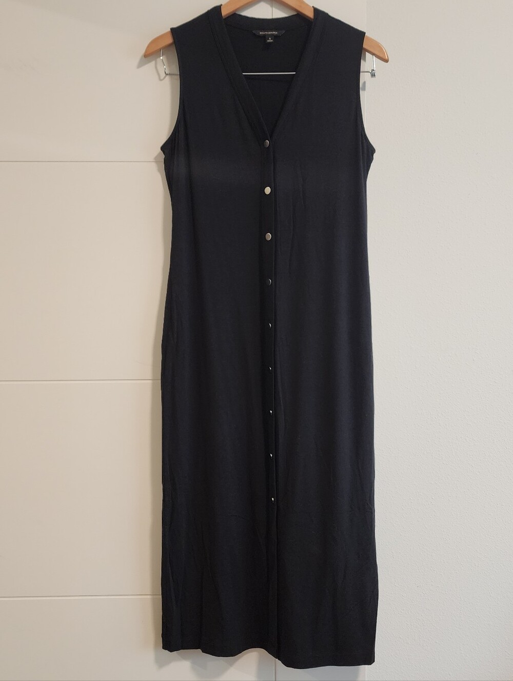 Banana Republic Button-Front Stretch Knit Sleeveless Midi Dress